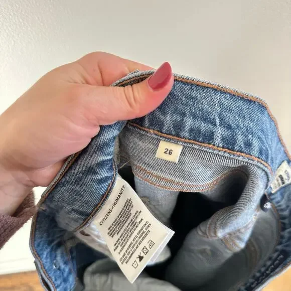 Citizens of Humanity Premium Vintage Harlow Crop Jeans Frayed Hem Light Wash 26 - Picture 16 of 16